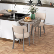 Space Saving Round Drop Leaf Dining Table for 4 with Wood Legs for Small Kitchens Grey