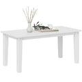 White Rectangular Outdoor Coffee Table All-Weather HDPE With Slatted Top by Outsunny