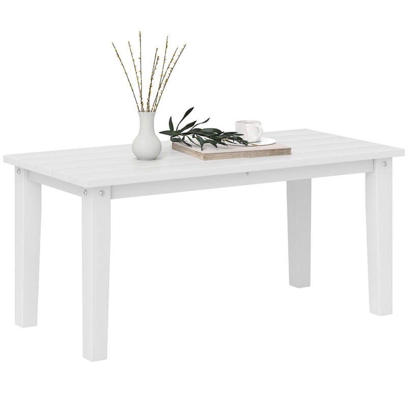 White Rectangular Outdoor Coffee Table All-Weather HDPE With Slatted Top by Outsunny