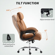 Ergonomic Faux Leather Office Chair With Spring Padding For All Day Comfort Light Brown