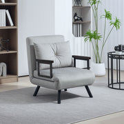 Light Grey 4-in-1 Velvet Feel Single Sleeper Chair Bed with Pillow by HOMCOM