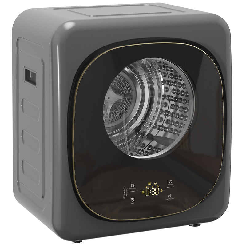 Tumble Dryer for Small Spaces 4 kg Capacity with Quick Drying and Easy Touch Controls Grey AOSOM