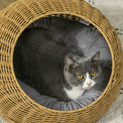 Wicker Cat House with Soft Washable Cushion Ideal for Indoor Use, Light Brown AOSOM