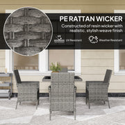 Grey 4 Seater Rattan Patio Dining Set With Cushions and Glass Table by Outsunny