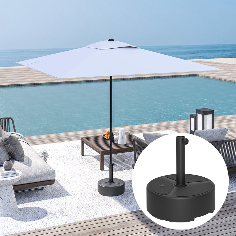 Round Garden Parasol Base Heavy Duty Umbrella Stand Holds Up to 20kg Black by Outsunny