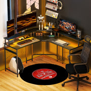 Black L Shaped Work Desk with LED Lights for Home Office by HOMCOM