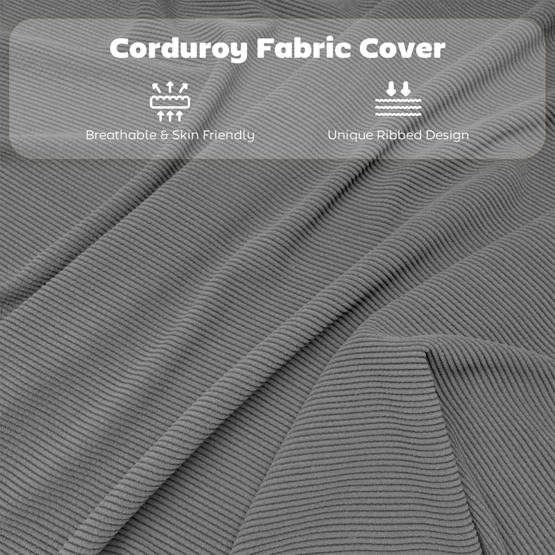 Folding Chairs Set of 4 for Extra Comfortable Guest Seating with Padded Corduroy Grey Homcom