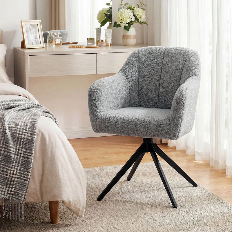 Swivel Accent Chair with Soft Padded Seat for Relaxing in Living Room Grey