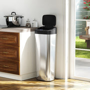 50L Stainless Steel Sensor Bin With Hands Free Automatic Lid For Kitchen Silver AOSOM