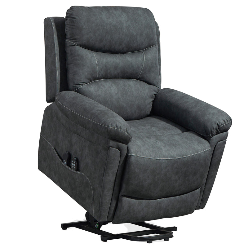 Grey Power Lift Recliner Chair with Heat Vibration Massage and USB Port for Elderly Support