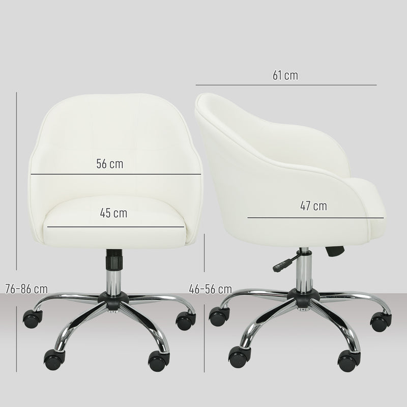 Velvet Swivel Office Chair With Padded Seat For Home Or Work Desk Comfort Cream