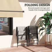 Set of Two Folding Outdoor Chairs Black and Grey Lightweight and Portable by Outsunny