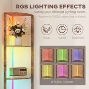 RGB LED Floor Lamp with Remote Control and Shelves for Living Room or Bedroom Rustic Brown
