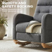 Rocking Chair with Retractable Footrest and High Back for Relaxing at Home Grey AOSOM