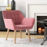 Pink Accent Arm Chair with Wide Arms & Thick Padding for Living Room Comfort by Homcom Homcom