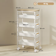 5 Tier Rolling Storage Trolley With Drawers For Home Office Or Salon Use, White
