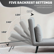 Light Grey 4-in-1 Velvet Feel Single Sleeper Chair Bed with Pillow by HOMCOM