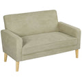 Two Seater Velvet Feel Sofa With Padded Cushions For Lounge Or Living Room, Beige
