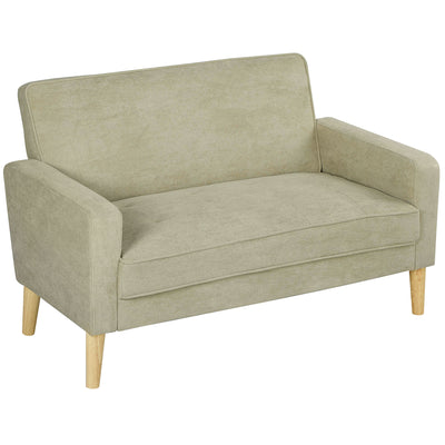 Two Seater Velvet Feel Sofa With Padded Cushions For Lounge Or Living Room, Beige
