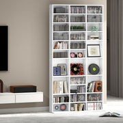 Tall CD Storage Cabinet with Adjustable Shelves Ideal for Home or Office Use Marble Effect