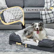 Calming Dog Bed for Medium Dogs with Removable Cover and Anti Slip Base Charcoal Grey