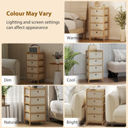 Slim Chest of Drawers for Organised Bedroom Storage with Bamboo Frame and Four Fabric Drawers Cream White AOSOM
