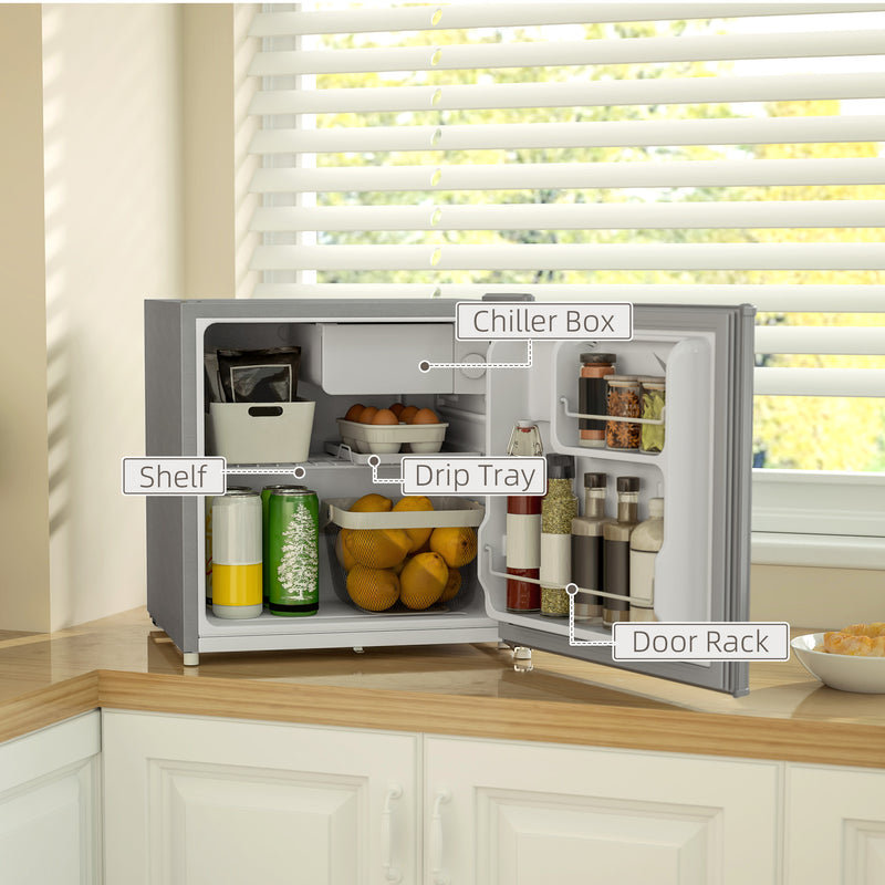 46 Litre Lockable Countertop Fridge Grey Compact Mini Cooler by HOMCOM