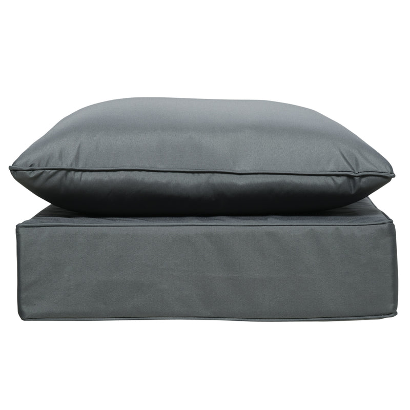 Dark Grey Outdoor Seat and Back Cushion Set Fade Resistant for Rattan or Patio Chairs