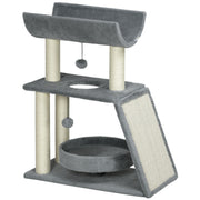 Tall Cat Tree Tower with Scratching Posts Bed Perch and Toy for Indoor Cats Light Grey