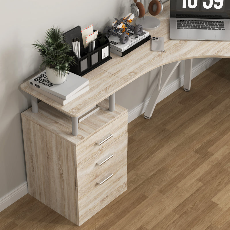 L Shaped Computer Desk With Storage Drawer Home Office Corner Workstation Oak by HOMCOM