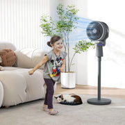 Grey Pedestal Air Circulation Fan with Oscillating Function and Light Off by HOMCOM