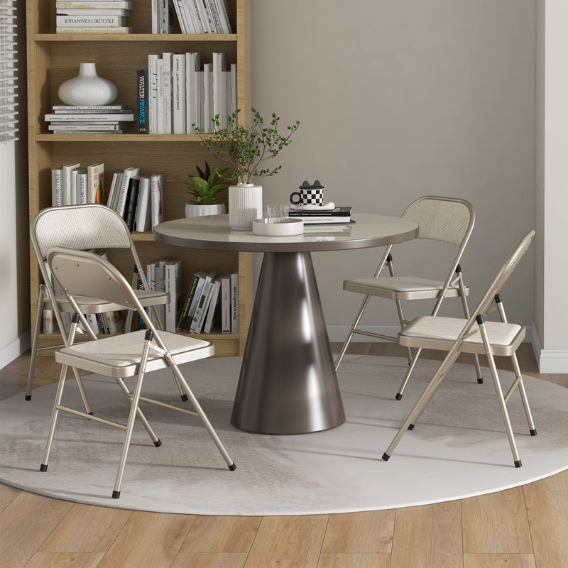 Folding Chairs Set of 4 for Extra Comfortable Seating and Easy Storage Beige AOSOM