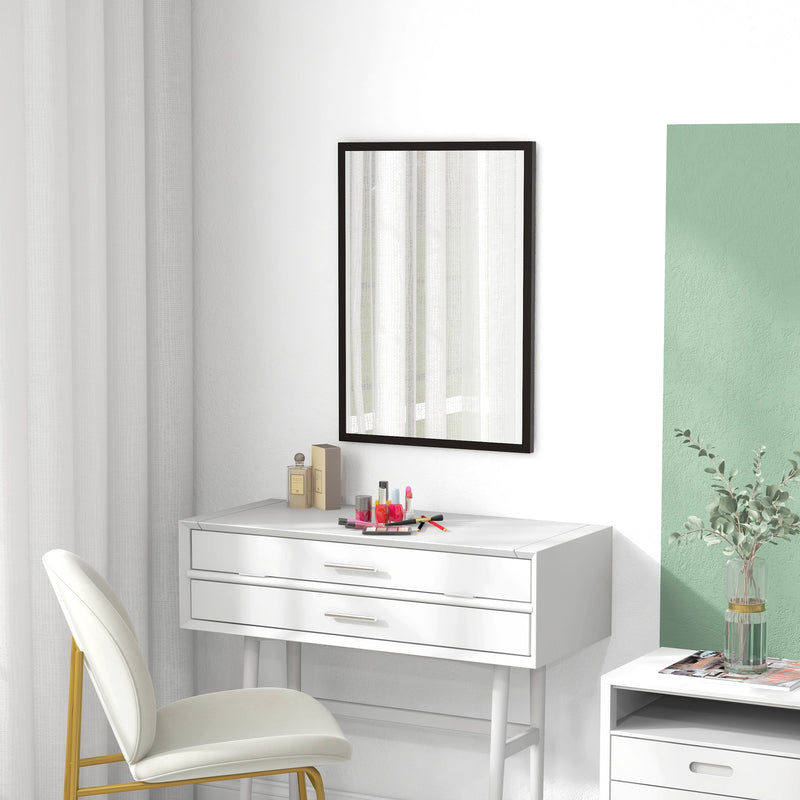 Wall Mounted Bathroom Mirror 70 x 50 cm With Stylish Frame For Hallway Or Bedroom Black