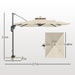 Grey Cantilever Parasol 3.7 x 2.7m With 360 Rotation Tilt UPF50 Sun Shade by Outsunny