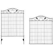 Set of 8 Decorative Metal Garden Fence Panels for Patio or Lawn Use 365cm Black