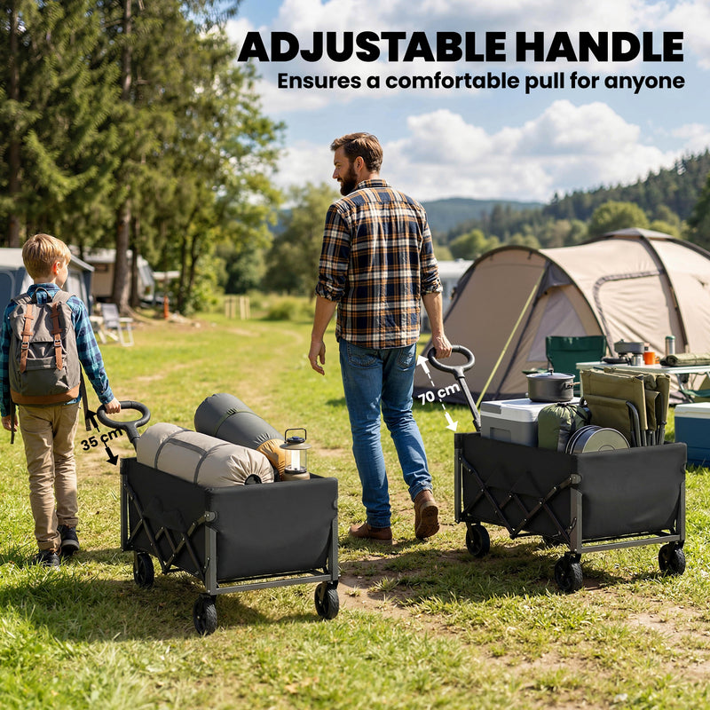 Folding Festival and Camping Trolley for Heavy Loads with Adjustable Handle Black Outsunny