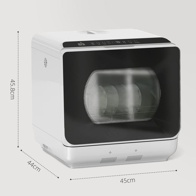 Silver Mini Countertop Dishwasher 6L Tank 6 Program Touch Control LED by HOMCOM