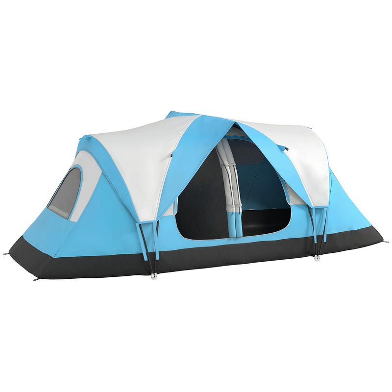 Family Tent 6 Person With 2 Bedrooms, Waterproof Rainfly 2000mm, Sky Blue