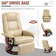 Reclining Faux Leather Armchair with Footrest for Home Comfort and Relaxation Cream