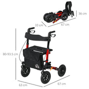 Rollator Walker with Seat and Storage for Comfortable Breaks Indoors or Outdoors Red AOSOM
