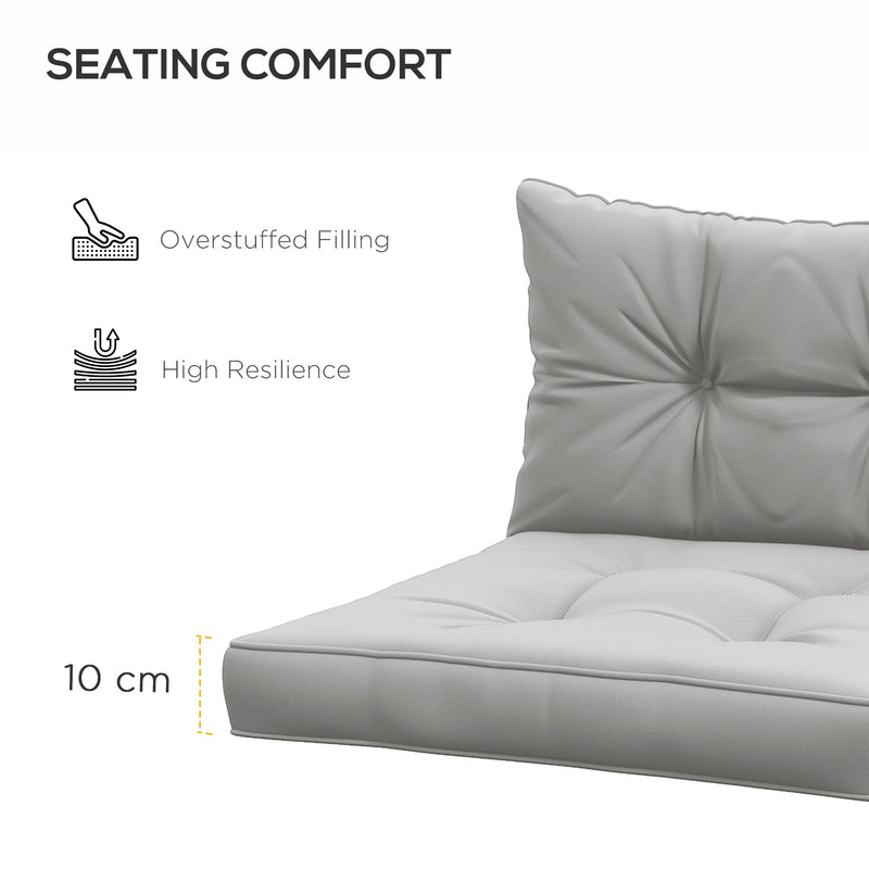 Light Grey 2 Piece Outdoor Seat and Back Cushions Set for Garden or Patio Chairs AOSOM
