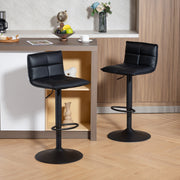 Set of 2 Height Adjustable Faux Leather Bar Stools With Footrest For Kitchen Black
