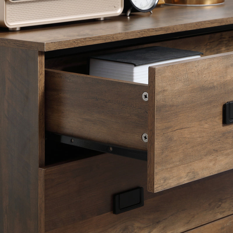 4 Drawer Storage Chest with Sturdy Metal Frame for Bedroom or Lounge Organisation Brown