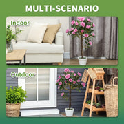 Set of 2 Artificial White Rose Plants 90cm Faux Floral Decoration for Home or Garden by Outsunny