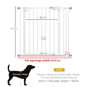 Adjustable Metal Dog Safety Gate 74 to 87cm Wide for Doorways and Stairs White