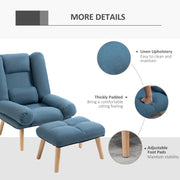 Reclining Armchair With Footstool and Adjustable Backrest For Living Room Comfort Blue