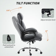 Ergonomic High Back Faux Leather Office Chair With Extra Padding For Comfort Charcoal Grey