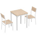 Compact Dining Table and 2 Chairs Set for Small Kitchens or Flats Oak Wood Effect White