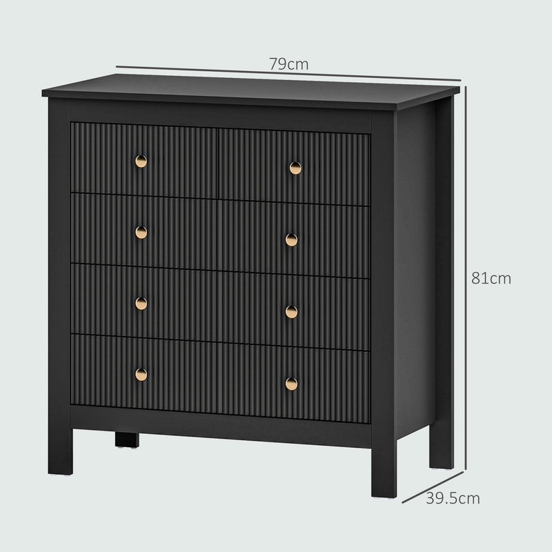 Black Chest of Bedroom Drawers With Gold Legs Elegant Bedroom Storage by HOMCOM