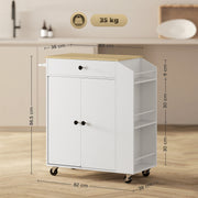 Rolling Kitchen Island with Drawer and Towel Rail for Extra Storage Space, White 82x38x86.5cm